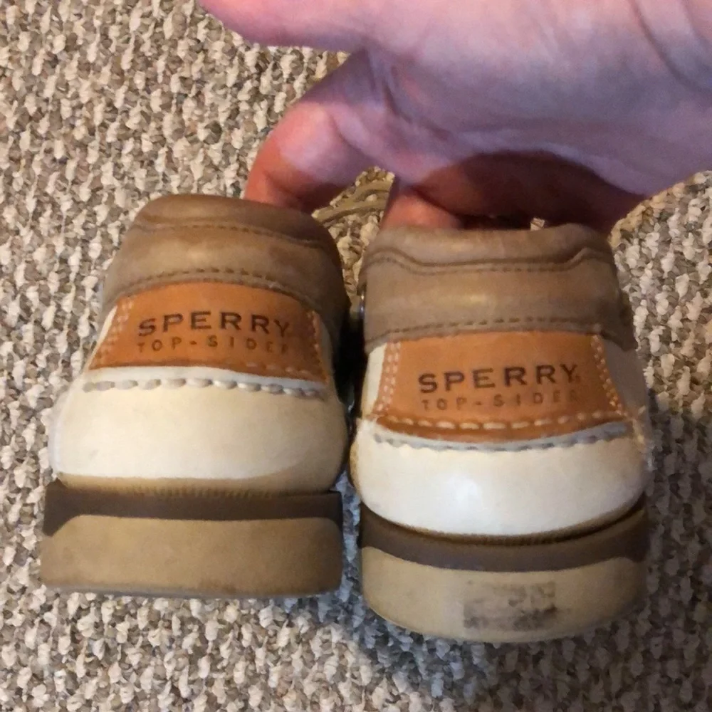 Sperry off white and tan leather Top Siders